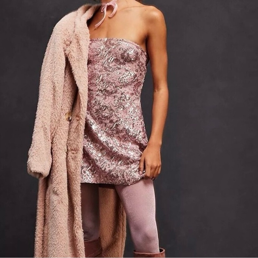 Free People Night Gaze Sequin Mini Dress Size XL - Picture 2 of 8